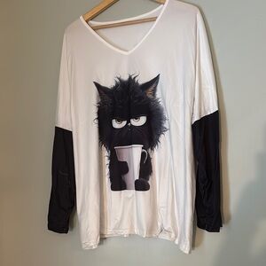 NEW White and Black Raglan Graphic T-Shirt 5x